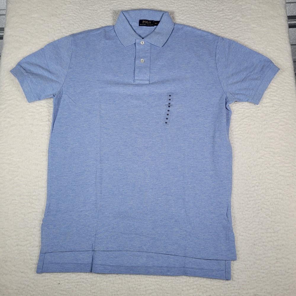 Polo Ralph Lauren Polo Shirt Mens Size M Light Blue Short Sleeve Cotton Mesh